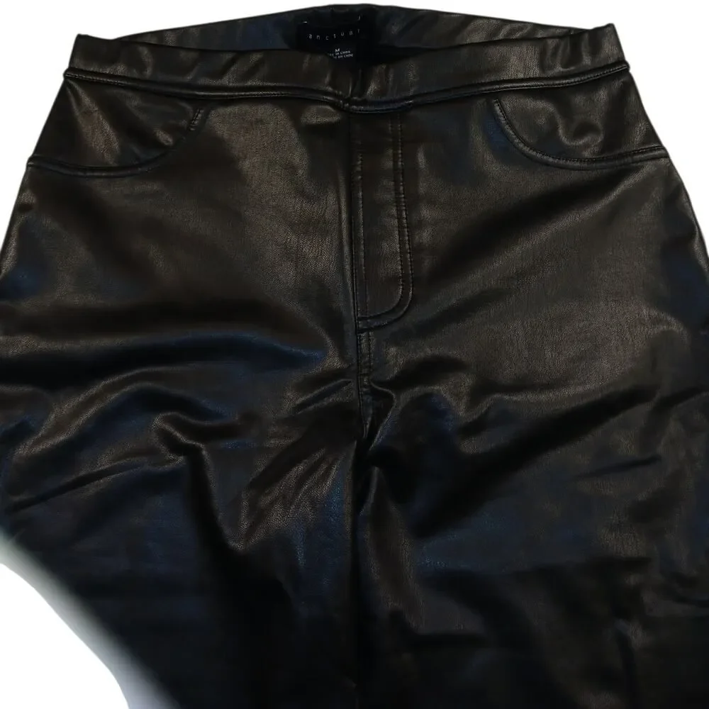Sanctuary Women's Black Faux Leather Stretchy Pants w/Back Pockets - Size: M
